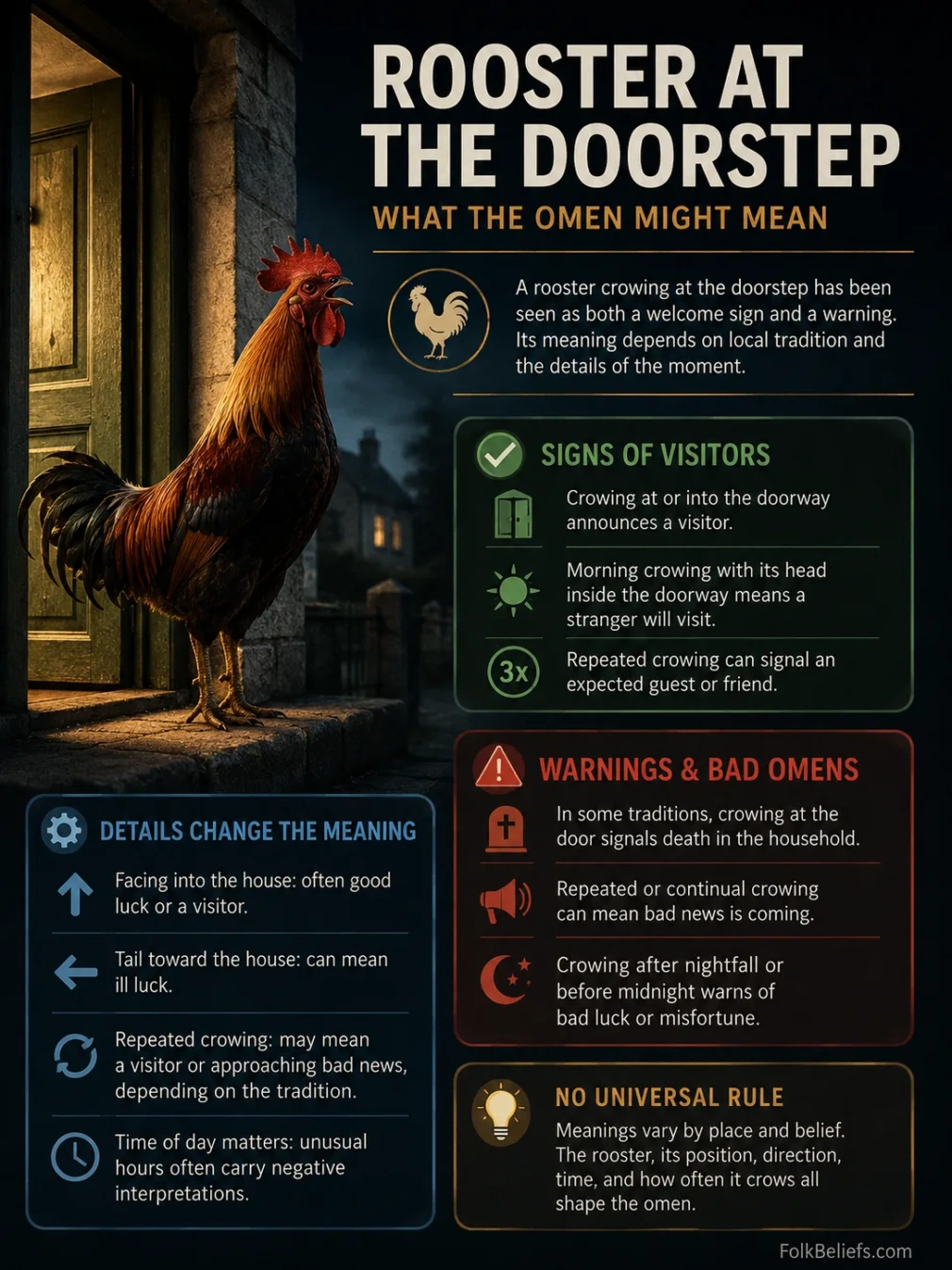 Rooster at the doorstep seen as a superstition believed to ward off evil spirits and bring good luck.